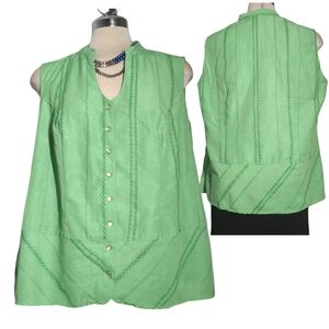 ENCORE Green Sleeveless Blouse Size 14